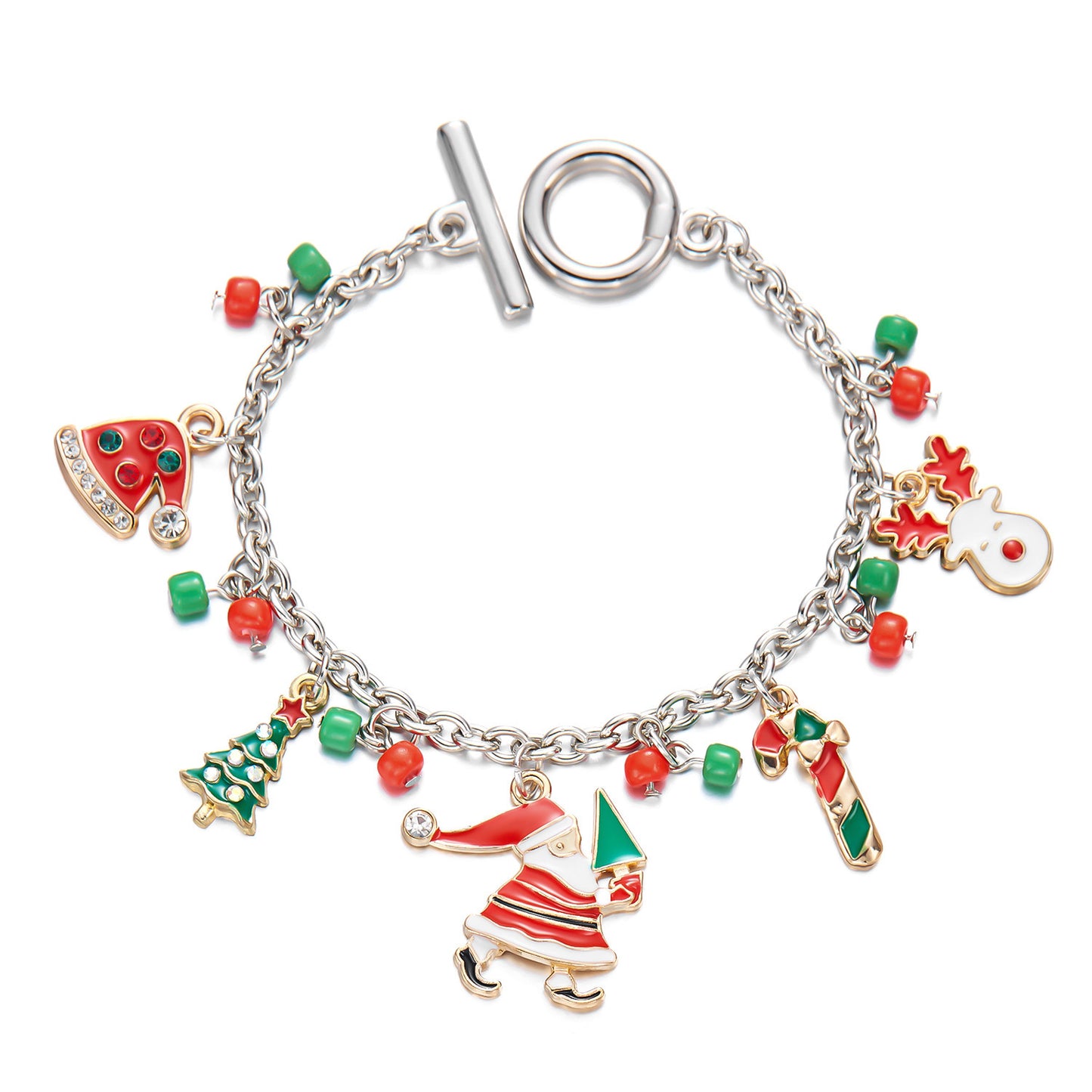 Christmas Tree Santa Claus Pendant Bracelet For Women