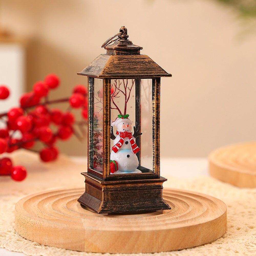 Christmas Portable Oil Lamp Santa Claus Battery Powered Indoor Outdoor Hanging Lanterns Festive Party Decoration