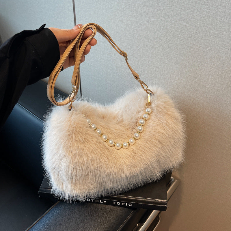 Autumn And Winter Fashion Shoulder Bags Pearl Chain Crossbody