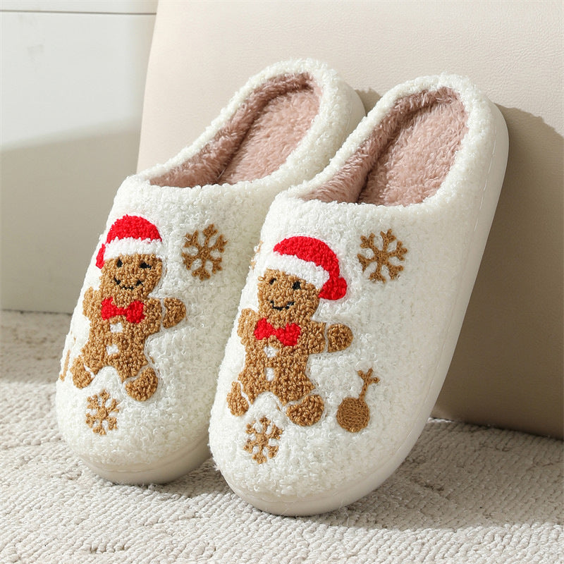 Christmas Snowflake Gingerbread Slippers House Shoes For Women