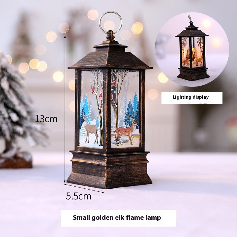 Christmas Portable Oil Lamp Santa Claus Battery Powered Indoor Outdoor Hanging Lanterns Festive Party Decoration