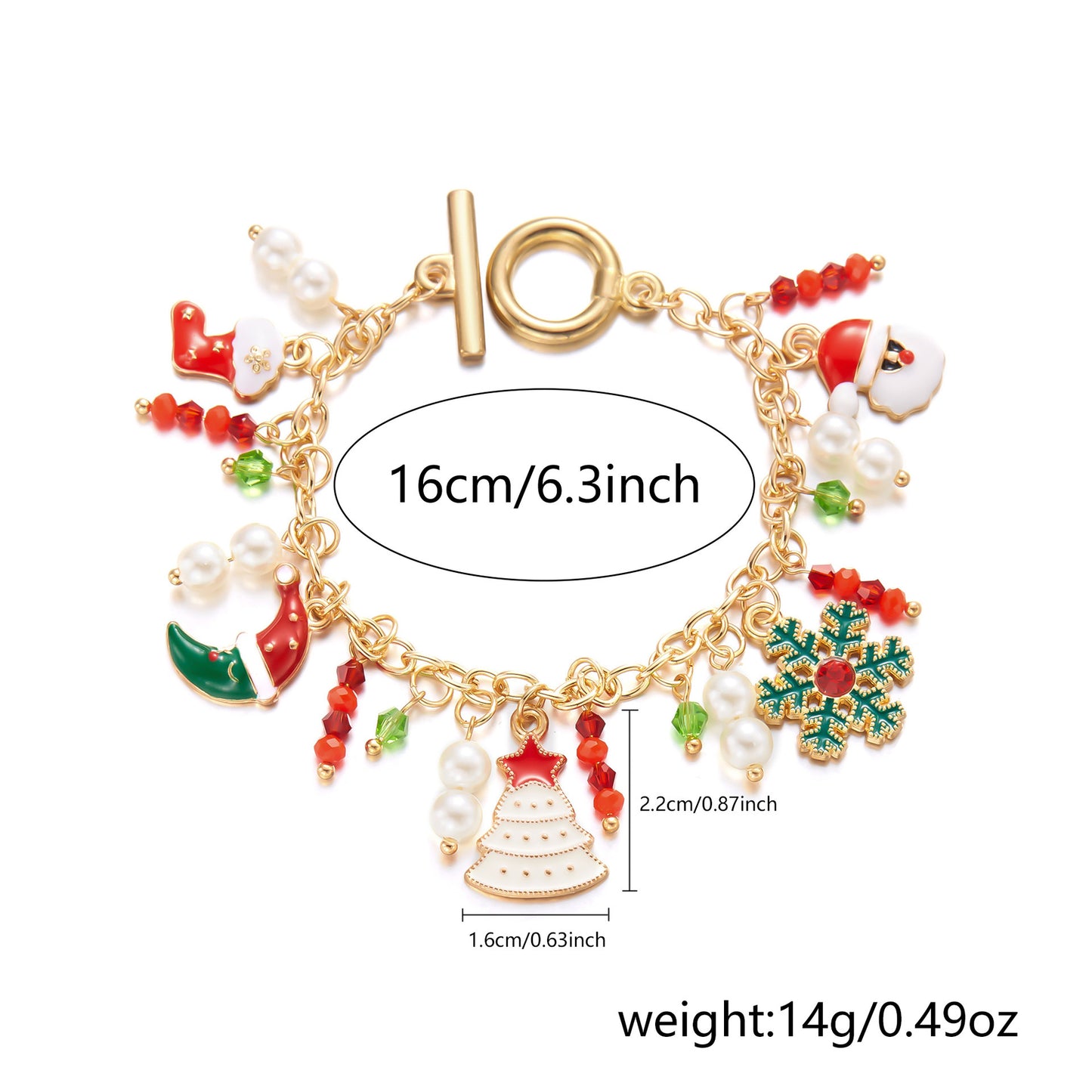 Christmas Tree Santa Claus Pendant Bracelet For Women