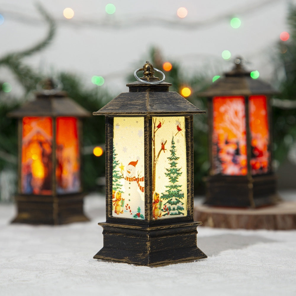 Christmas Portable Oil Lamp Santa Claus Battery Powered Indoor Outdoor Hanging Lanterns Festive Party Decoration