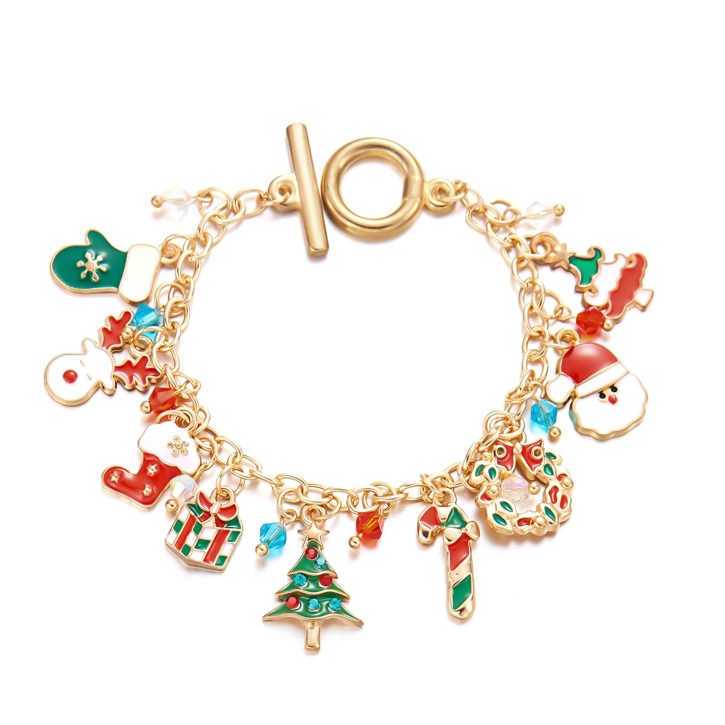 Christmas Tree Santa Claus Pendant Bracelet For Women