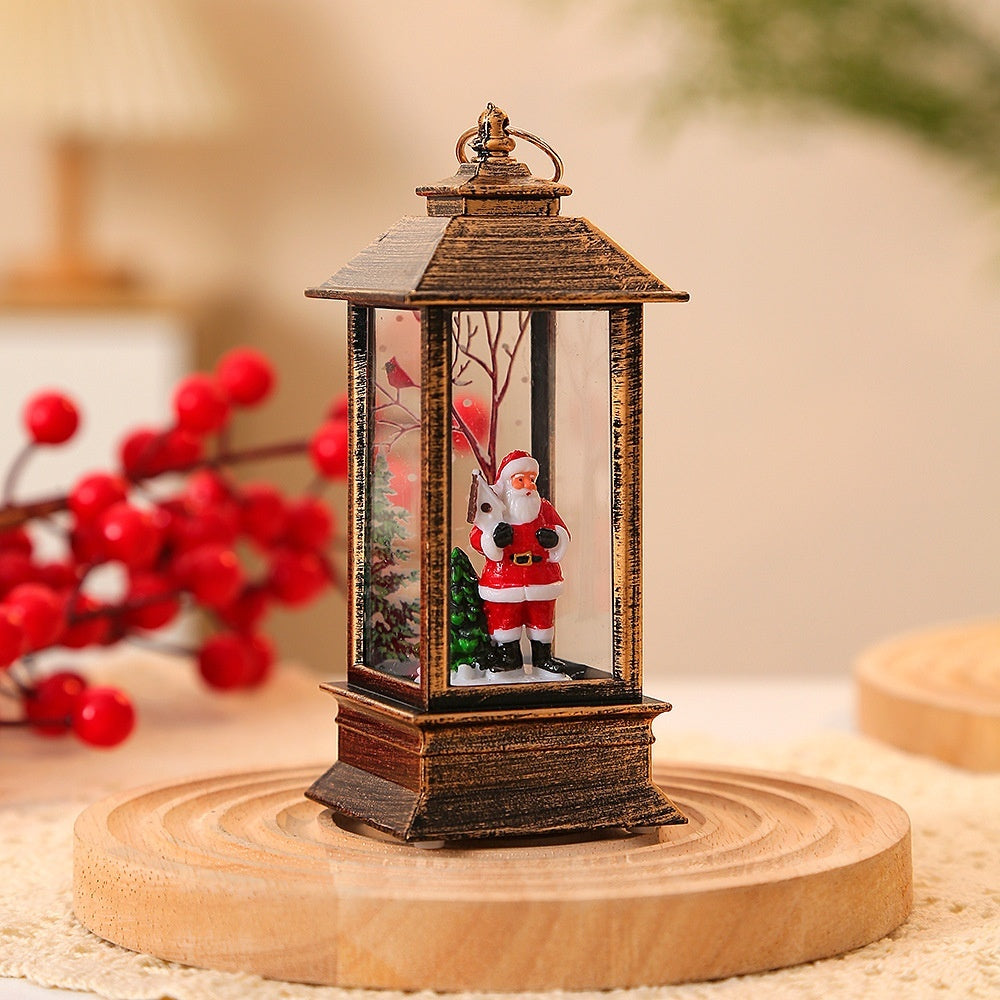 Christmas Portable Oil Lamp Santa Claus Battery Powered Indoor Outdoor Hanging Lanterns Festive Party Decoration