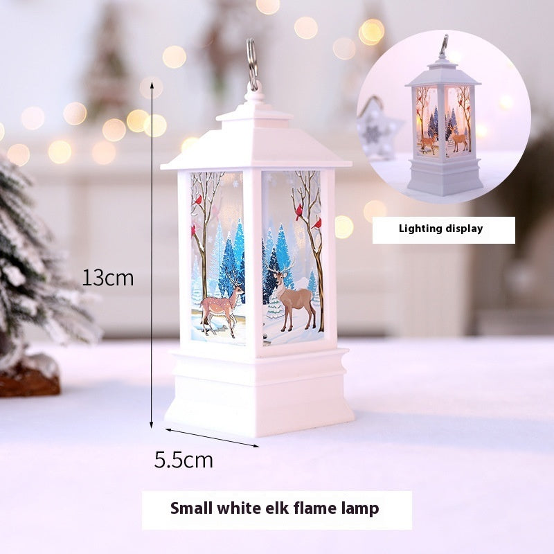 Christmas Portable Oil Lamp Santa Claus Battery Powered Indoor Outdoor Hanging Lanterns Festive Party Decoration