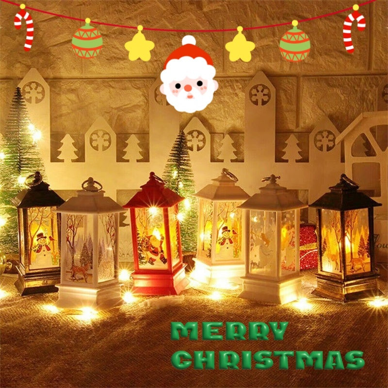 Christmas Portable Oil Lamp Santa Claus Battery Powered Indoor Outdoor Hanging Lanterns Festive Party Decoration