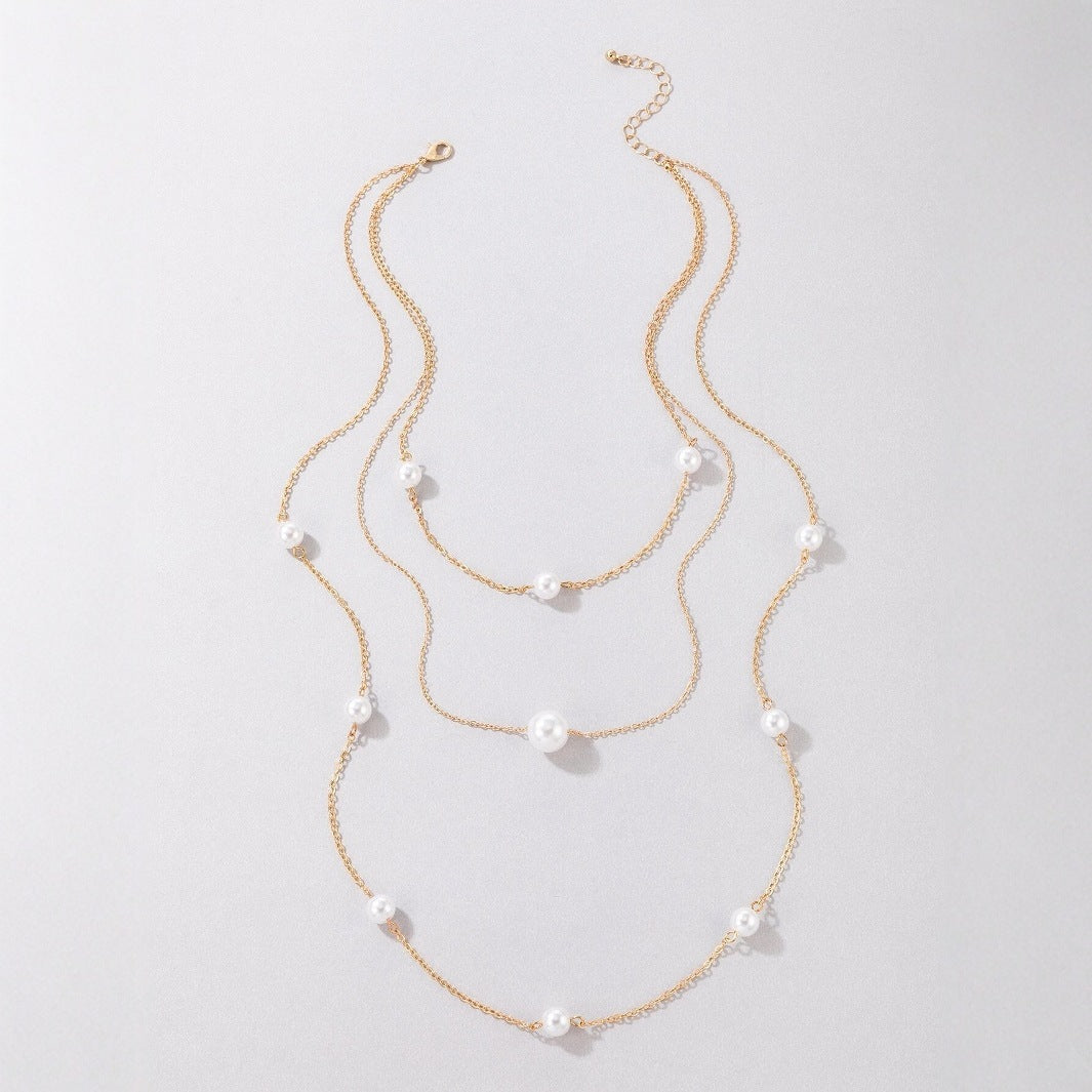 Pearl Long Multi-layer Necklace Fashion