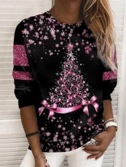 Christmas Sweater Women's 3D Digital Printing Pullover Jacket Fashion Casual