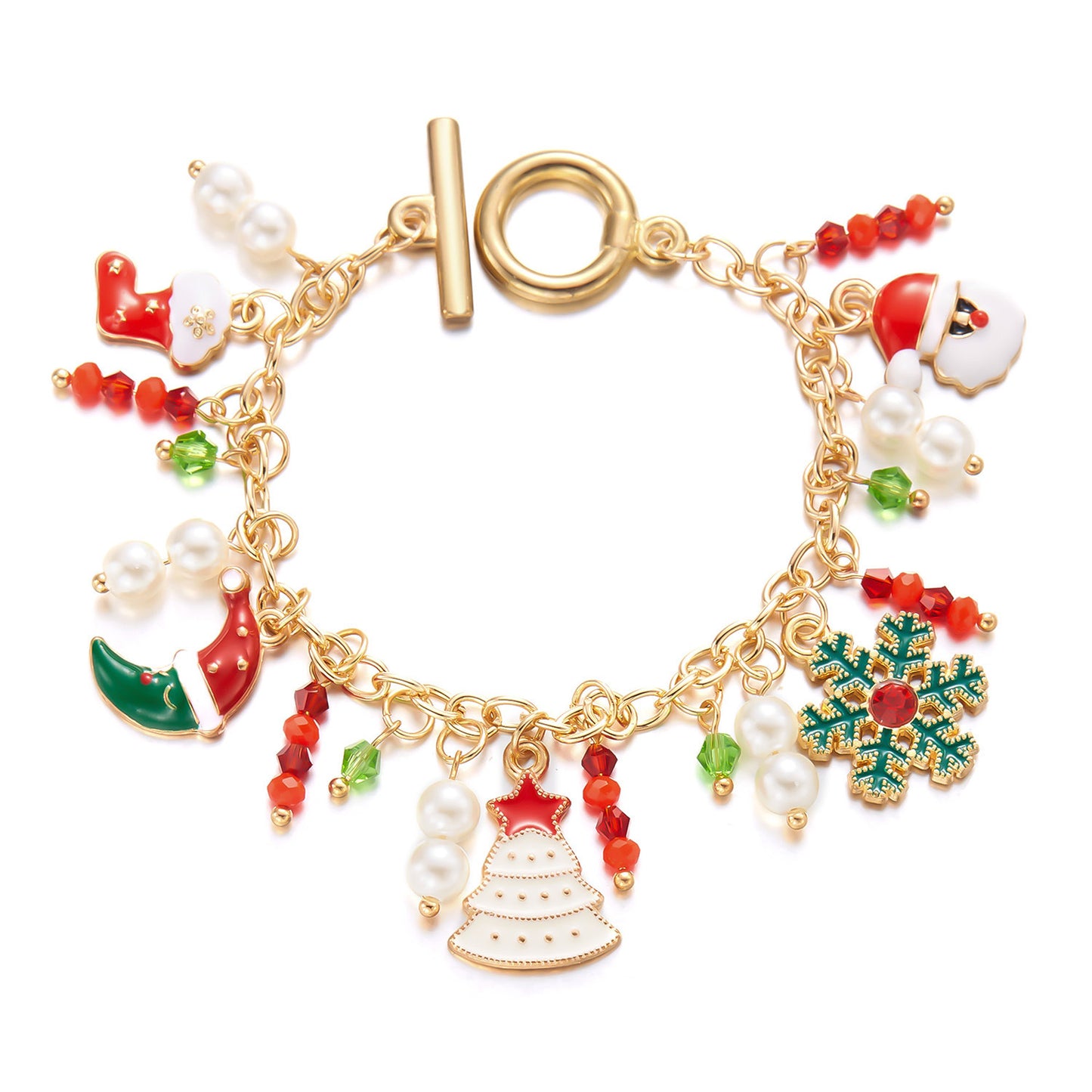 Christmas Tree Santa Claus Pendant Bracelet For Women