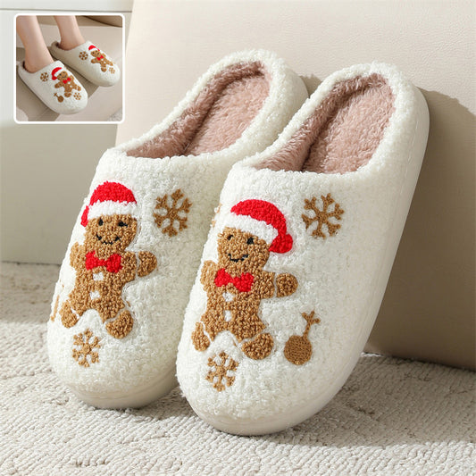 Christmas Snowflake Gingerbread Slippers House Shoes For Women