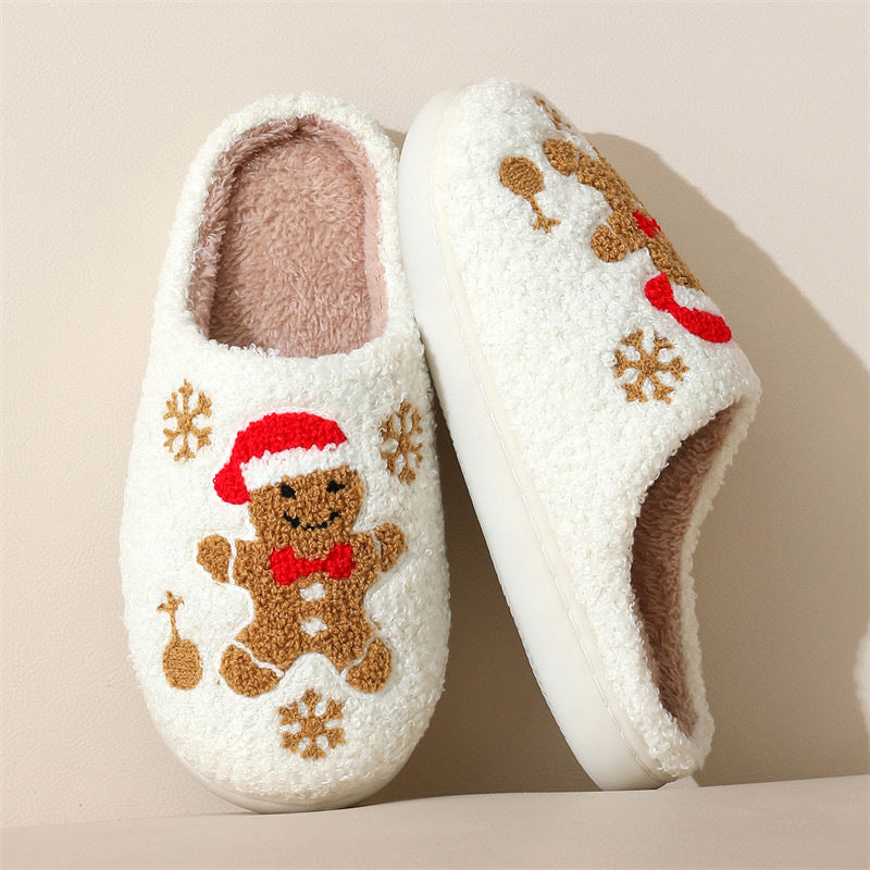 Christmas Snowflake Gingerbread Slippers House Shoes For Women