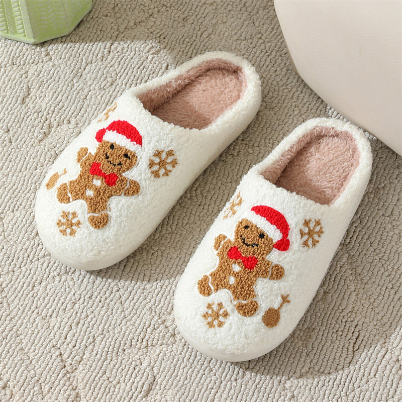 Christmas Snowflake Gingerbread Slippers House Shoes For Women