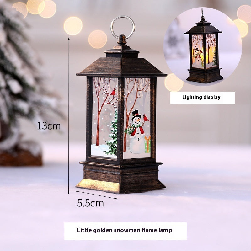 Christmas Portable Oil Lamp Santa Claus Battery Powered Indoor Outdoor Hanging Lanterns Festive Party Decoration