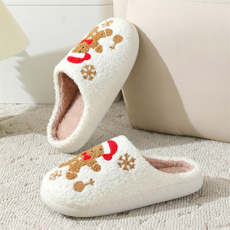 Christmas Snowflake Gingerbread Slippers House Shoes For Women