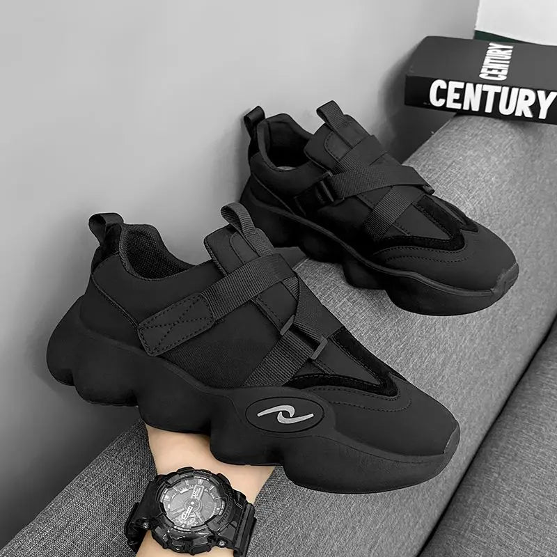 New Fashion Black Platform Sneakers Chunky Shoes for Men