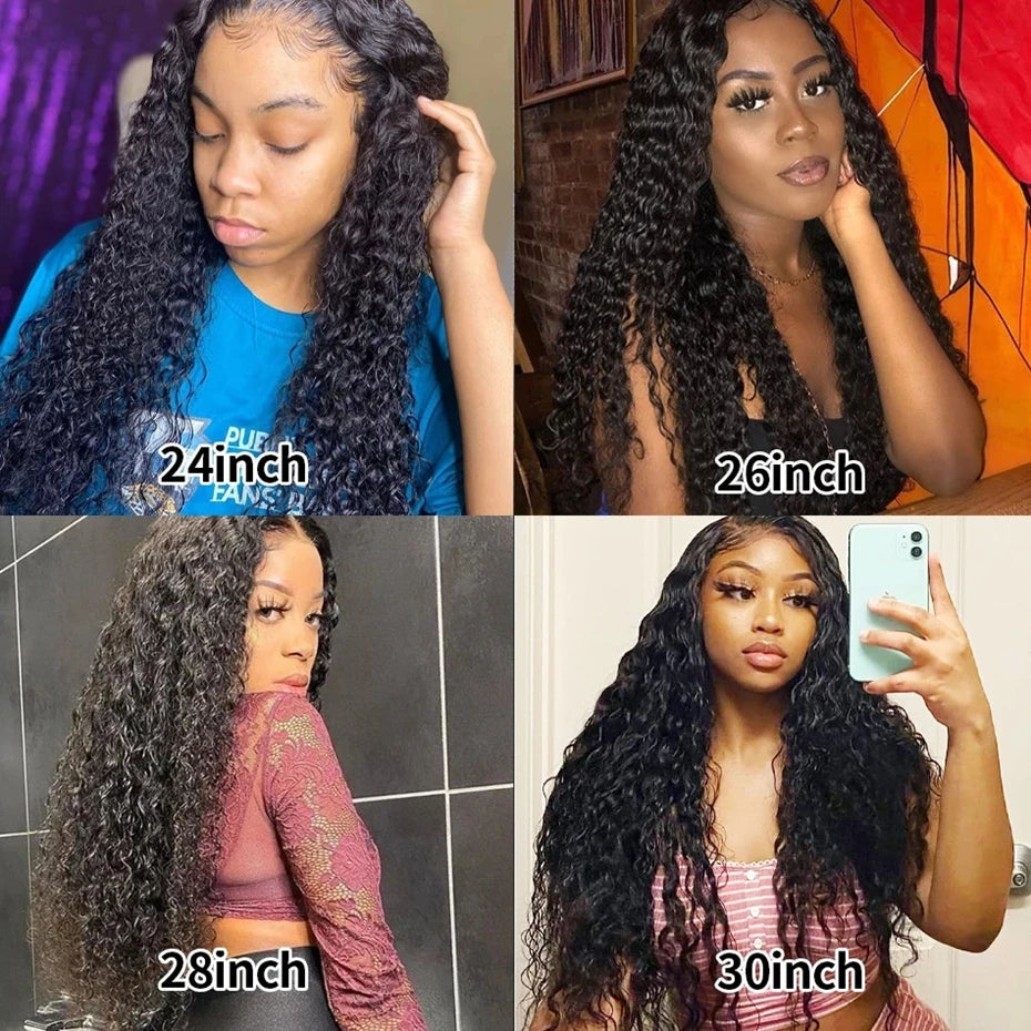 Transparent Lace Frontal Wig Human Hair Water Curly Wigs For Women