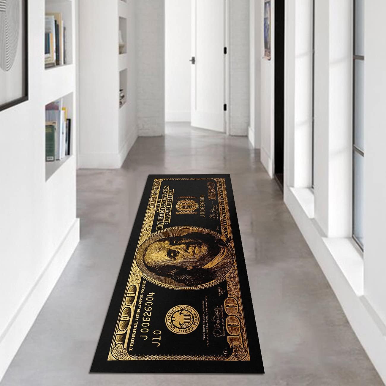 Black Gold 100 Dollar Bill Money Kitchen Floor