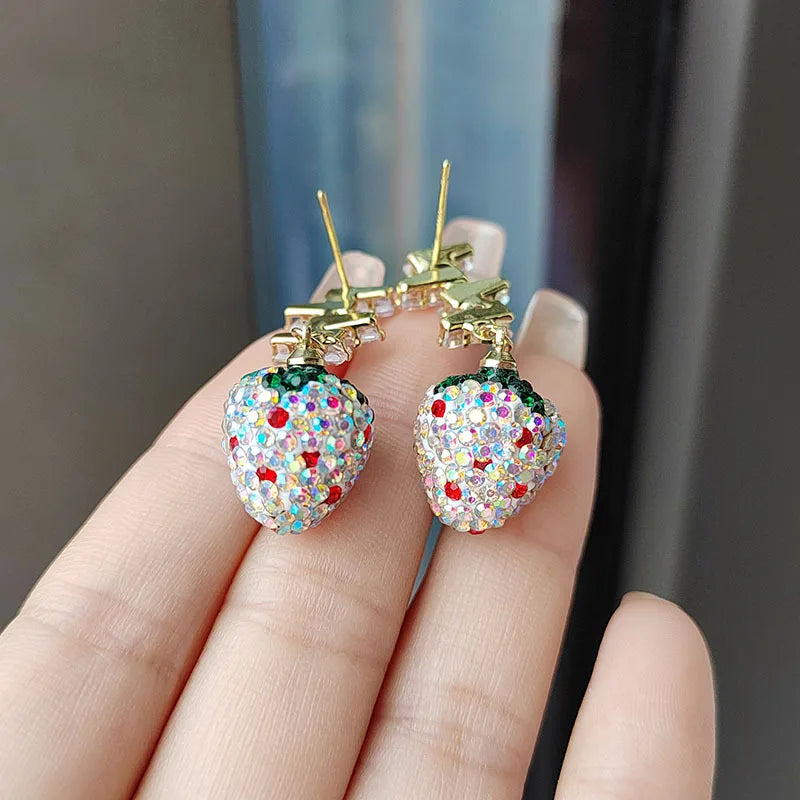 Colorful Stereo Simulation Strawberry Earring  for Women Jewelry