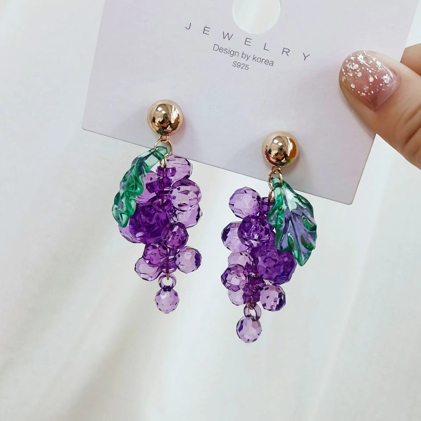 Kiss Jewelry Sweet Purple Grape Charm Drop Earrings for Women