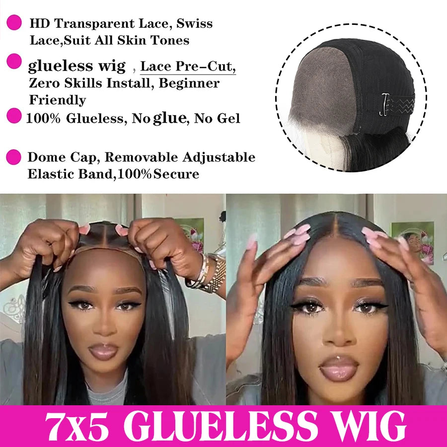 Lace Closure Human Hair Wigs Brazilian Ready for women