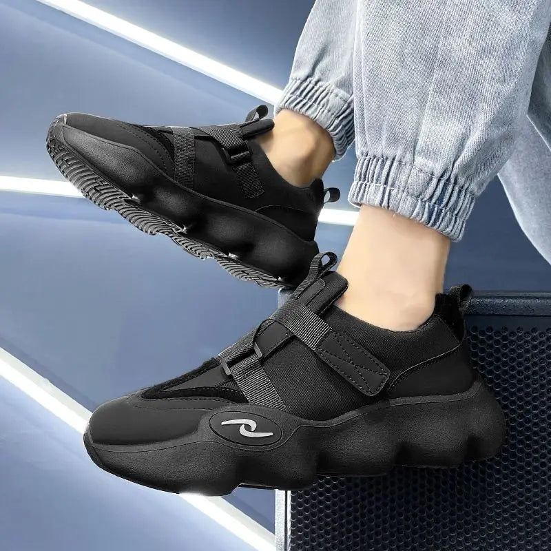 New Fashion Black Platform Sneakers Chunky Shoes for Men