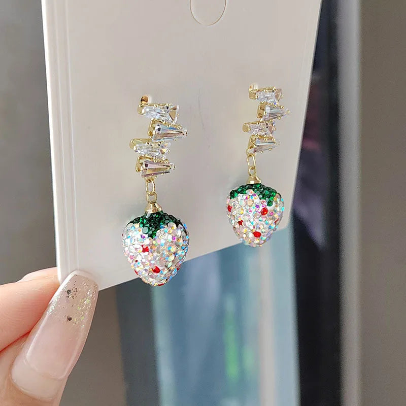 Colorful Stereo Simulation Strawberry Earring  for Women Jewelry