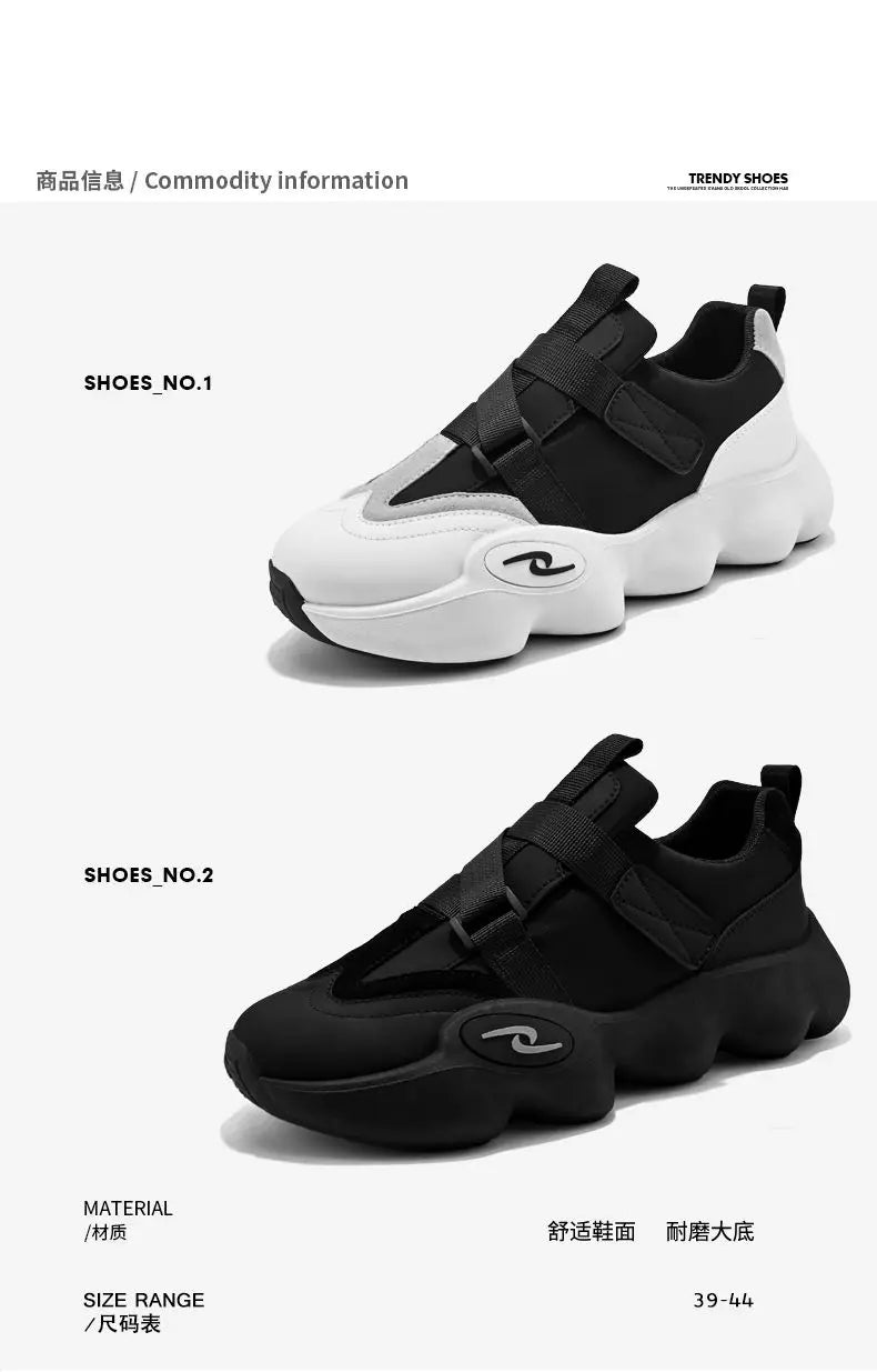 New Fashion Black Platform Sneakers Chunky Shoes for Men