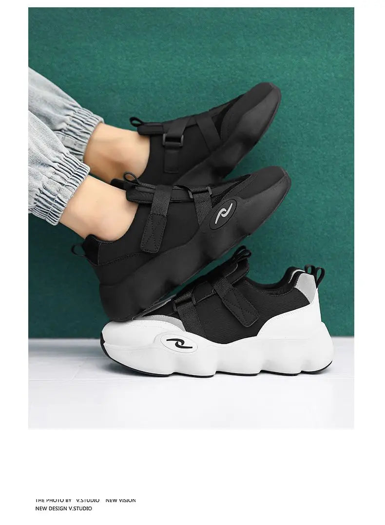 New Fashion Black Platform Sneakers Chunky Shoes for Men