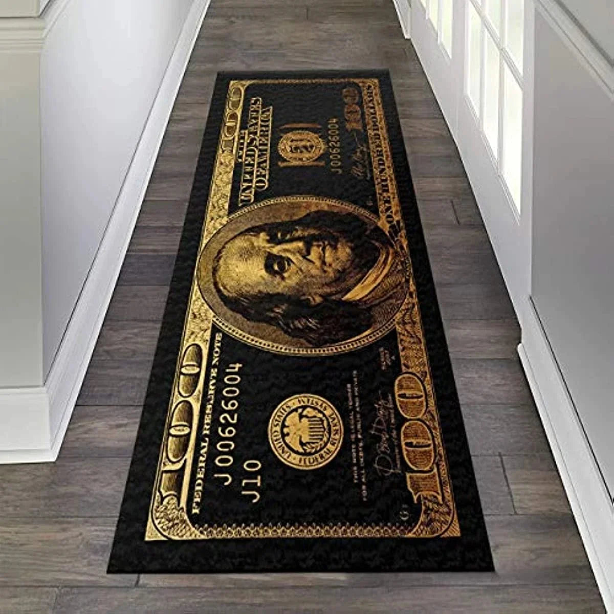 Black Gold 100 Dollar Bill Money Kitchen Floor