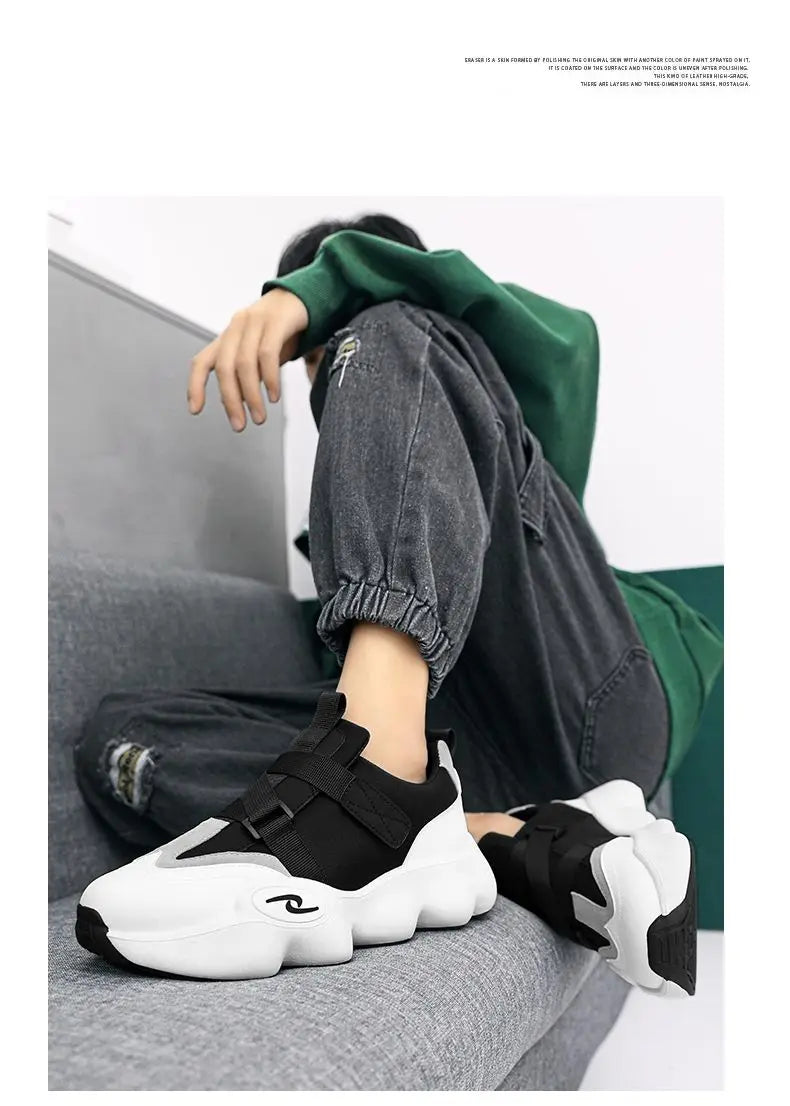 New Fashion Black Platform Sneakers Chunky Shoes for Men