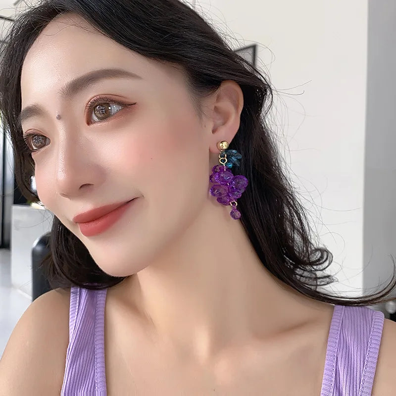 Kiss Jewelry Sweet Purple Grape Charm Drop Earrings for Women