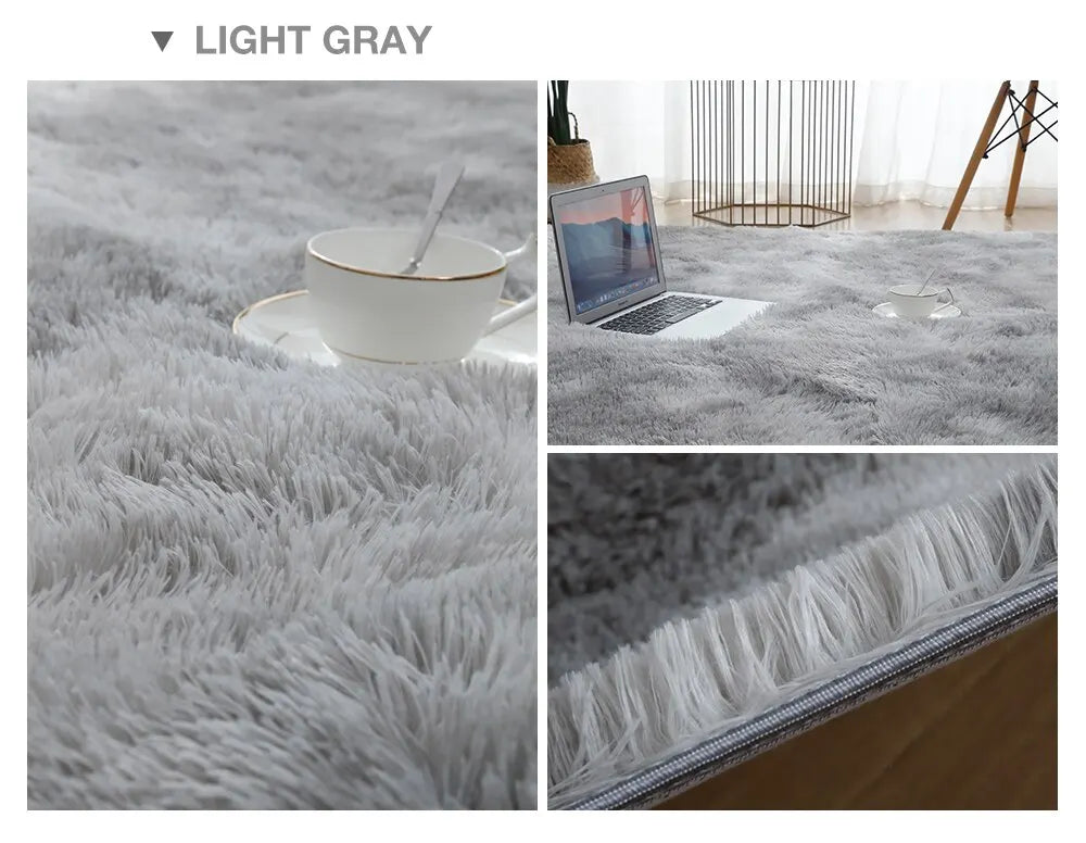 Gray Carpet for Living Room Plush Rug Bed Room