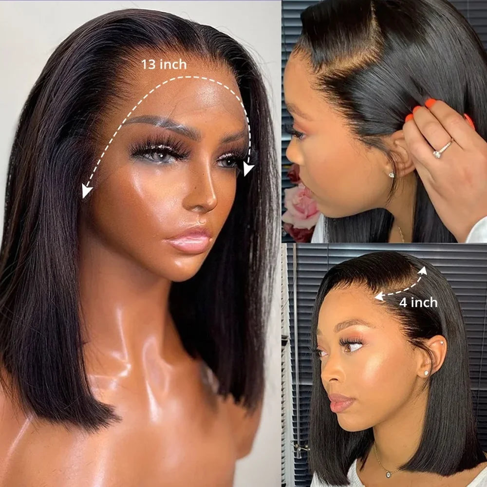 Lace Frontal Human Hair Brazilian 100%  Bob Wigs