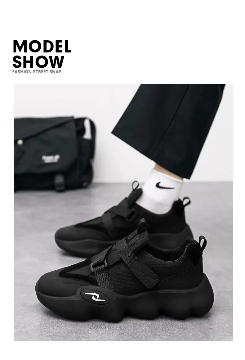 New Fashion Black Platform Sneakers Chunky Shoes for Men