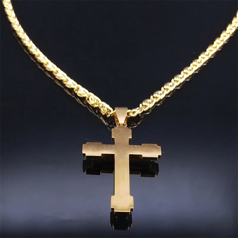 Luxury Stainless Steel Zircon Cross Necklace Pendant For Women