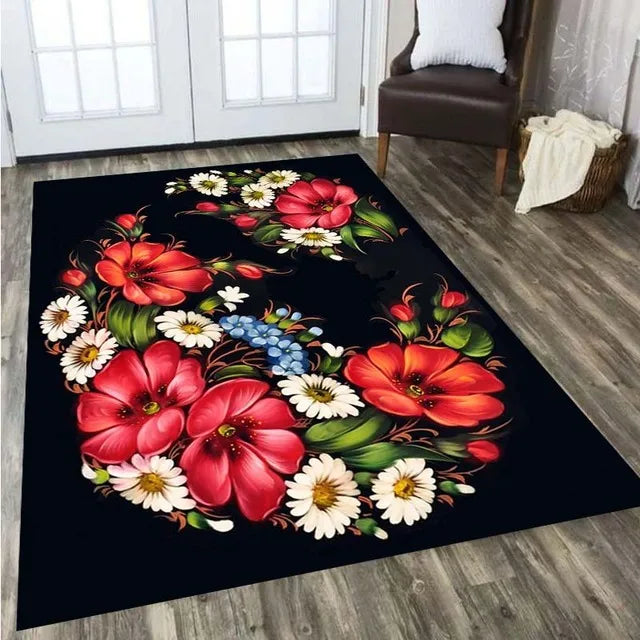 Rose Flower Carpet for Living Room Home Decor Sofa Table Large Area Rugs