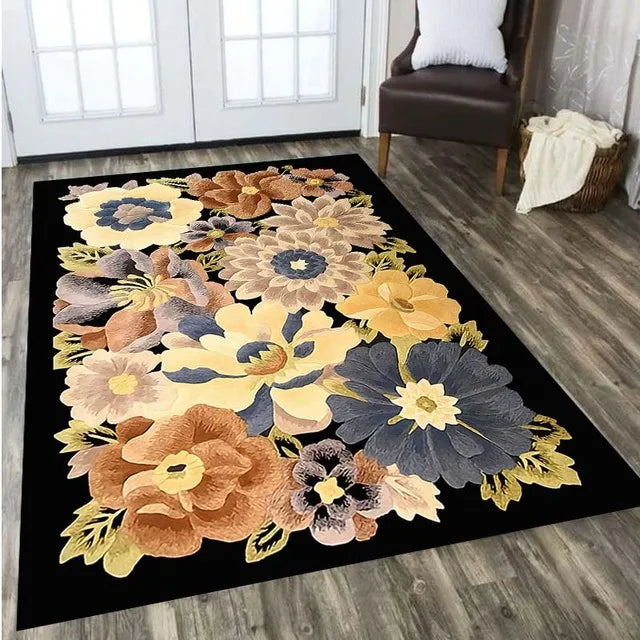 Rose Flower Carpet for Living Room Home Decor Sofa Table Large Area Rugs