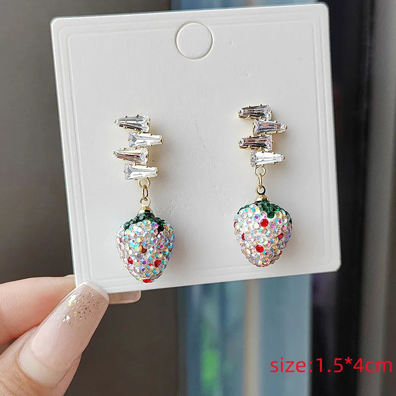 Colorful Stereo Simulation Strawberry Earring  for Women Jewelry