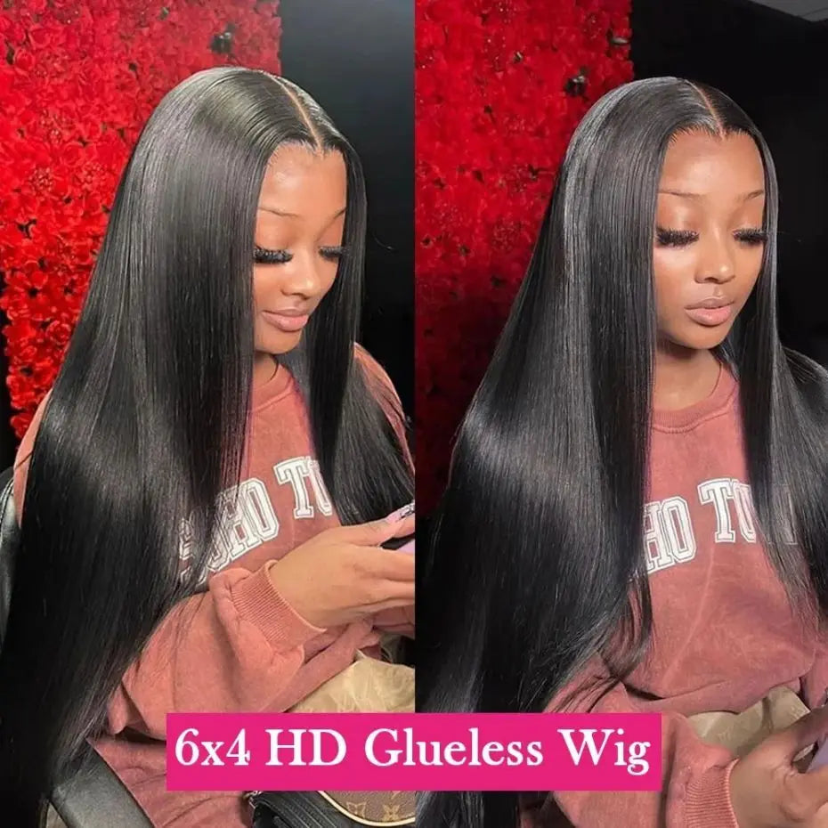 Glueless Straight Human Hair Lace Closure Wig For Women