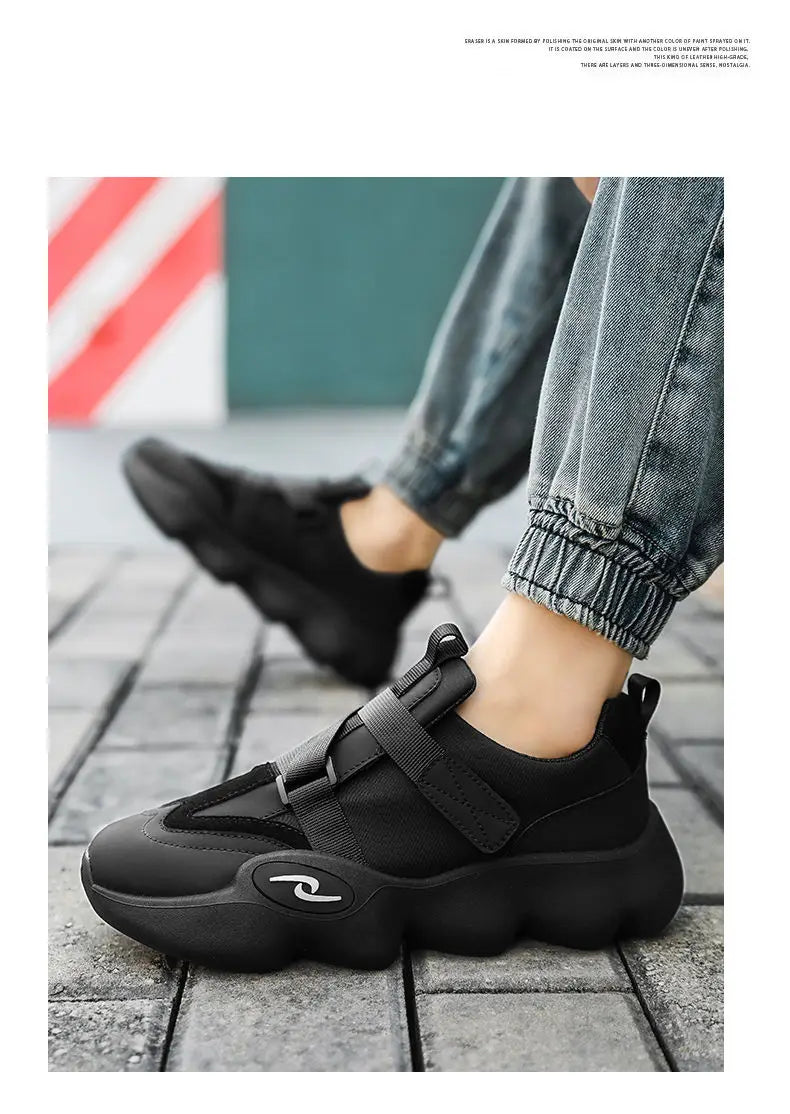 New Fashion Black Platform Sneakers Chunky Shoes for Men