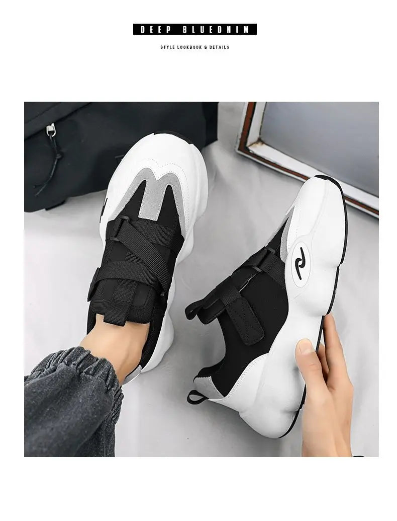 New Fashion Black Platform Sneakers Chunky Shoes for Men