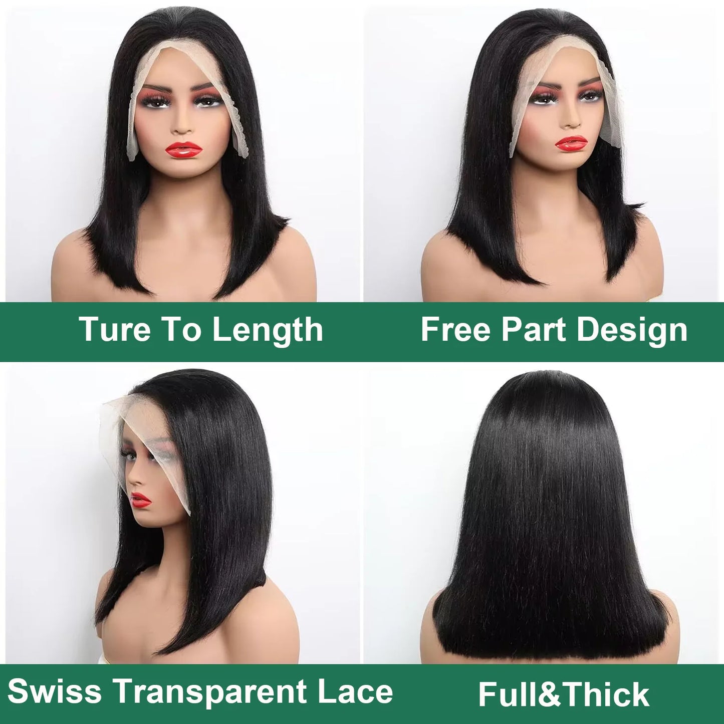 Lace Front Wig Bob Transparent Lace for women