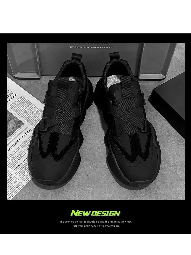 New Fashion Black Platform Sneakers Chunky Shoes for Men