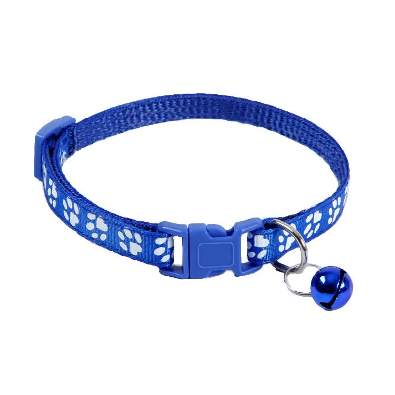 Pet Collar With Bell Cartoon Footprint Colorful Dog Puppy Cat