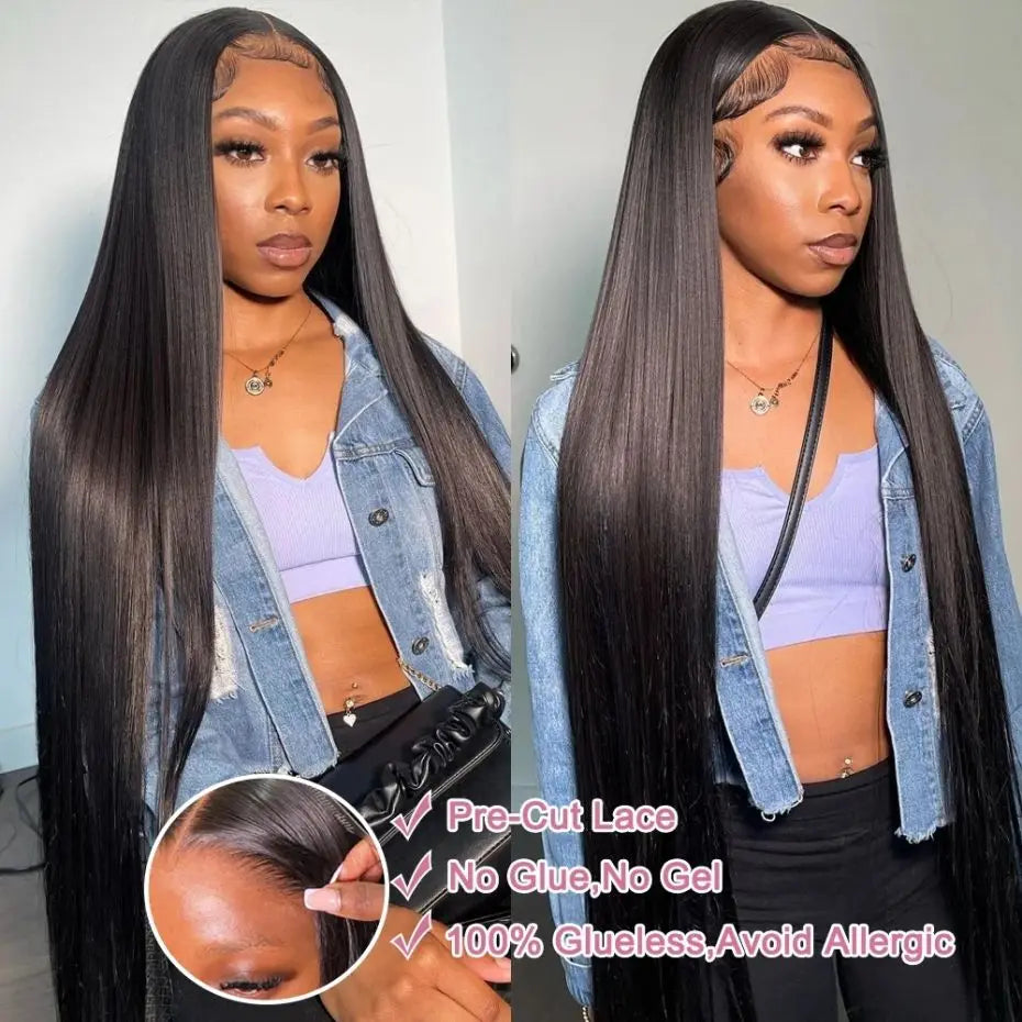 Glueless Straight Human Hair Lace Closure Wig For Women