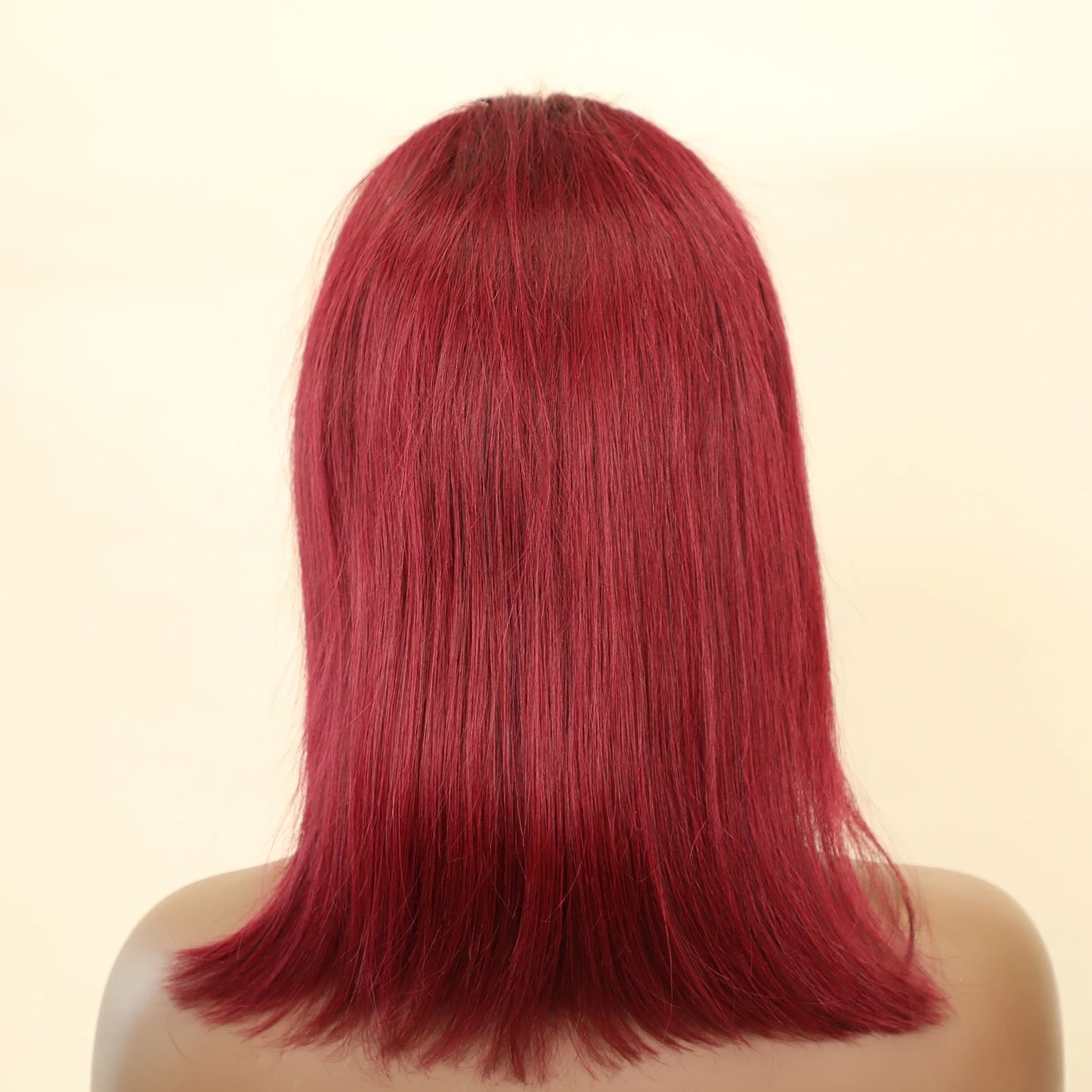 Density Transparent Red Colored Bob Wigs Human Hair For Women