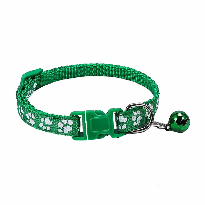 Pet Collar With Bell Cartoon Footprint Colorful Dog Puppy Cat