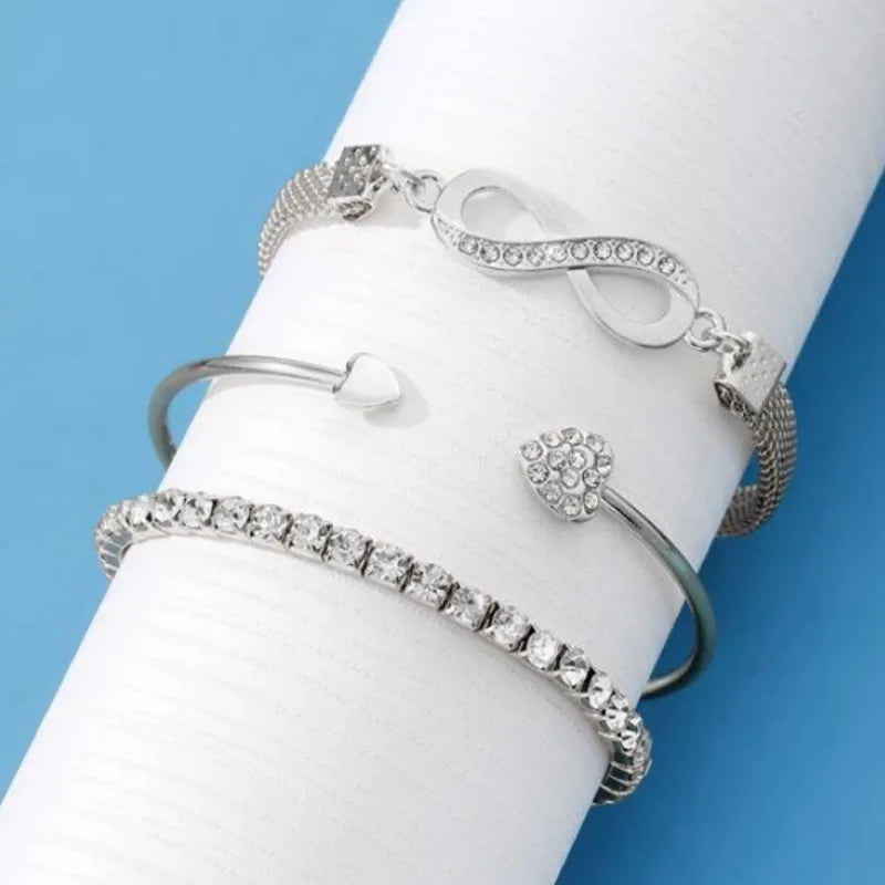 Crystal Rhinestone Heart Bracelets for Women