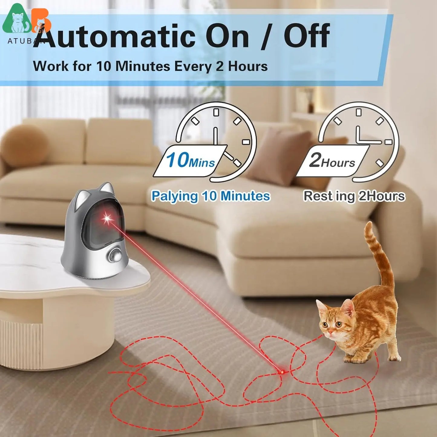 Cat Laser Toy Automatic for Bored Indoor Adult Cats/Kittens/Dogs